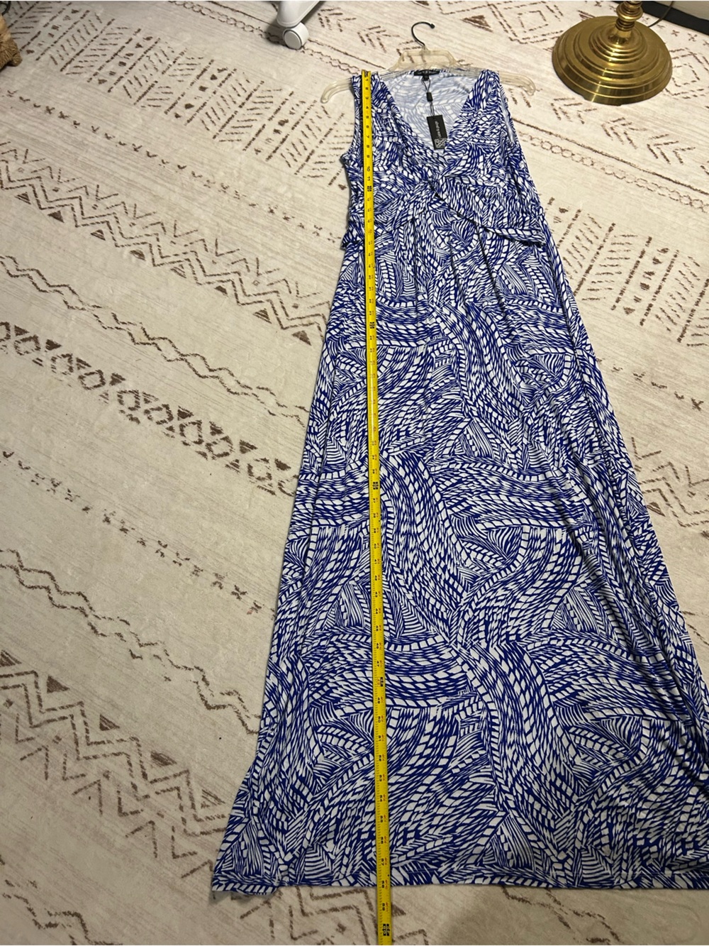 NWT Cable & Gauge Blue White Twist Front Maxi Dress Stretch Soft Large - Picture 7 of 8